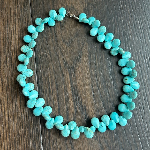 Turquoise Western Boho Teardrop Beaded Statement Necklace - Picture 3 of 9